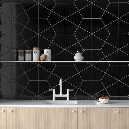 Midnight Glossy Diamante Ceramic Tiles 6x6