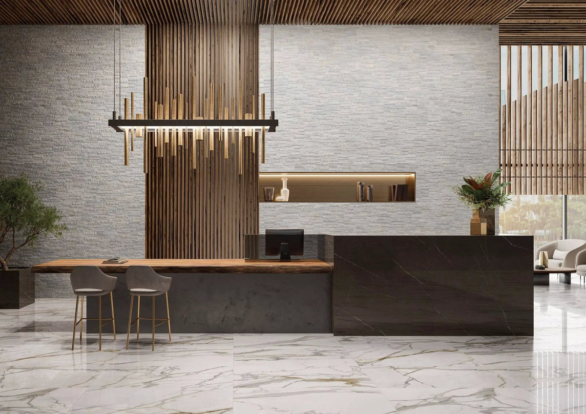 Veneer World Pro Ledgestone Alpine Alaska Quartz Look Porcelain Accent Tiles 6x24