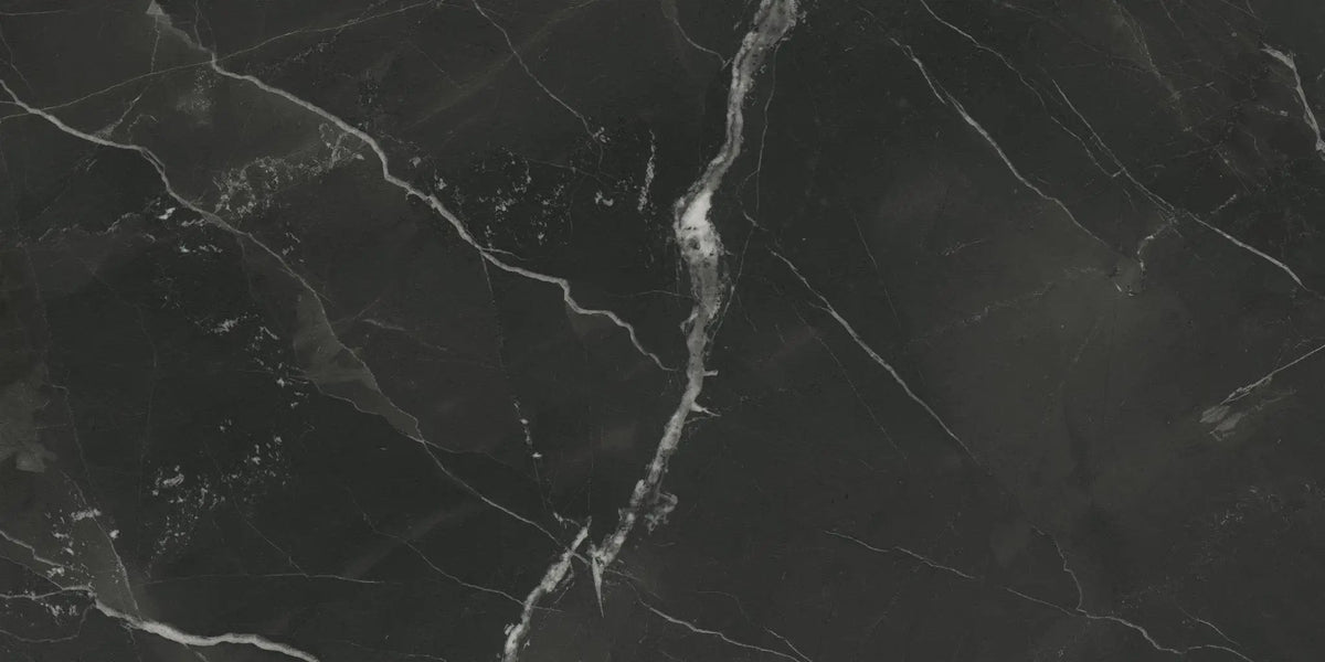 Charme Evo Calacatta Black Marble Look Porcelain Tiles 12x24