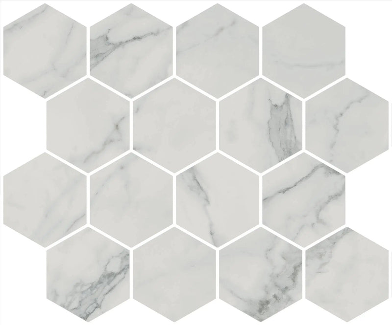 Charme Veined Statuario Cove Base Marble Look Porcelain 6x12