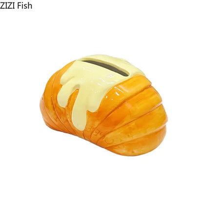 Charming orange & yellow croissant ceramic tissue box bedroom decor
