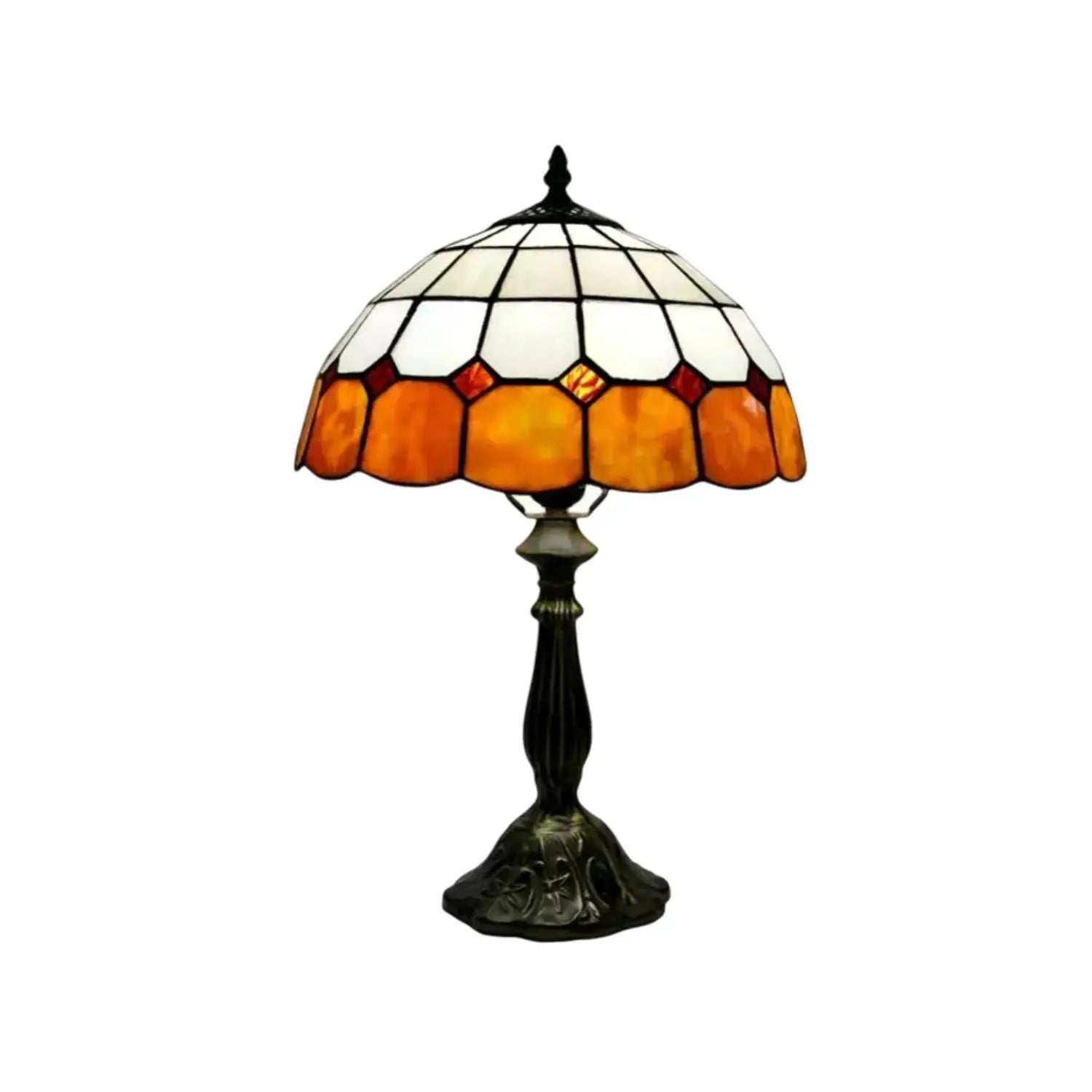 Antique Tiffany-Style Lamp with Check Pattern
