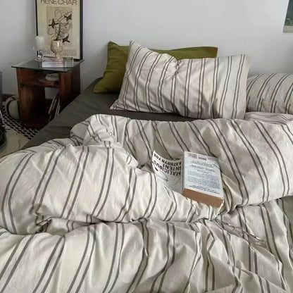 Checkerboard black & beige satin duvet cover set bedroom bedding
