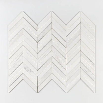 Bianco Dolomiti Honed Chevron Waterjet Marble Waterjet Mosaics 13x10