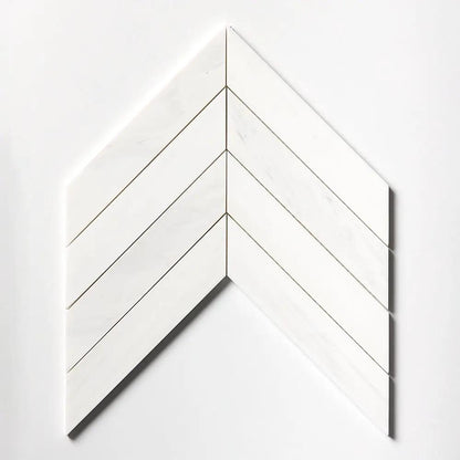 Bianco Dolomiti Honed Chevron Waterjet Marble Waterjet Mosaics 13x10