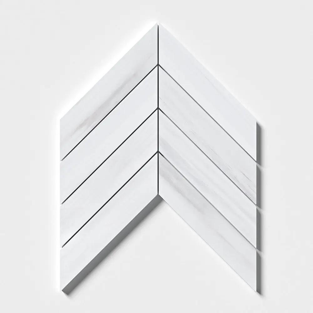 Bianco Dolomiti Polished Chevron Waterjet Marble Waterjet Mosaics 13x10