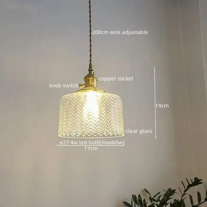 Chevron green glass pendant light – kitchen brass hanging lamp