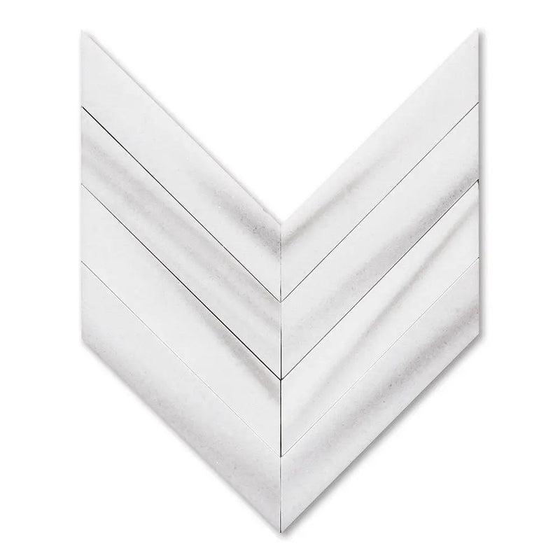 Mink White Polished Chevron Waterjet Marble Mosaics 13x10