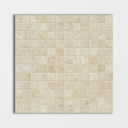 Chiaro Honed Filled 1x1 Travertine Mosaics 12x12