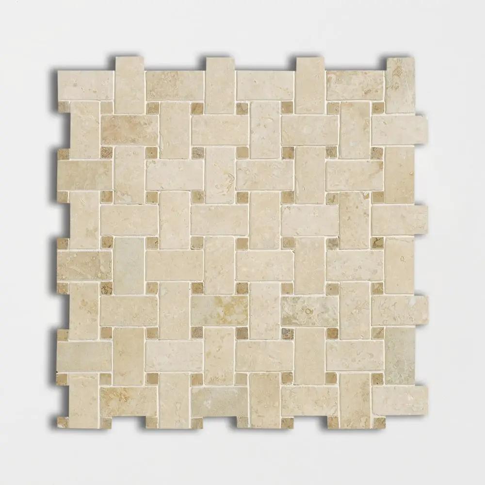 Chiaro Honed Filled Basket Weave Travertine Mosaics 12x12