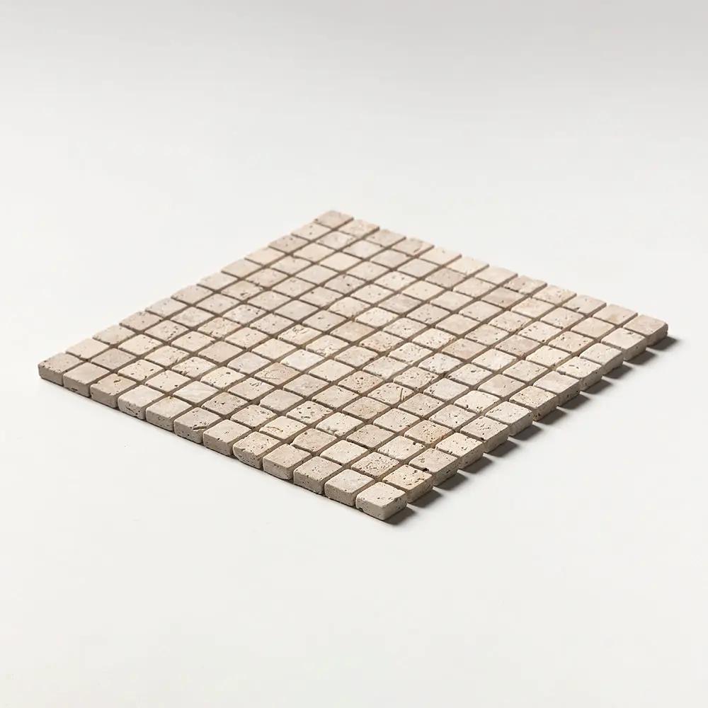 Chiaro Tumbled 1x1 Travertine Mosaics 12x12
