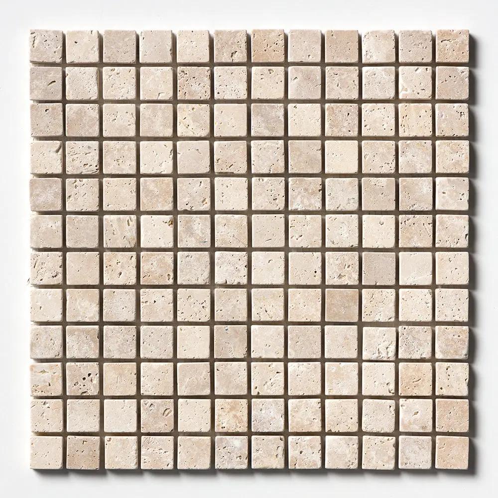 Chiaro Tumbled 1x1 Travertine Mosaics 12x12