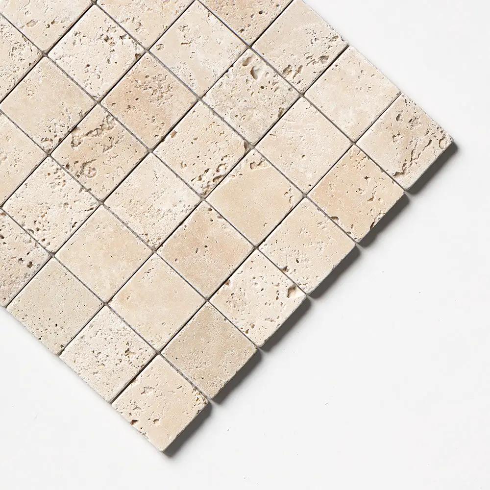 Chiaro Tumbled 2x2 Travertine Mosaics 12x12