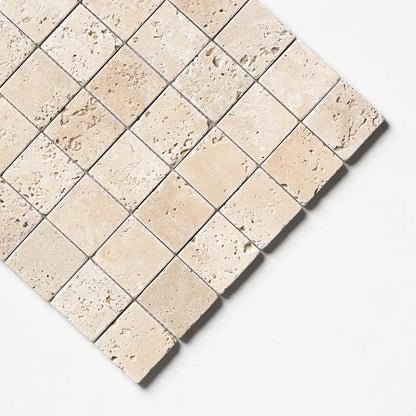 Chiaro Tumbled 2x2 Travertine Mosaics 12x12