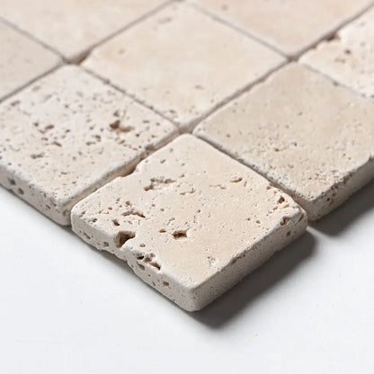 Chiaro Tumbled 2x2 Travertine Mosaics 12x12