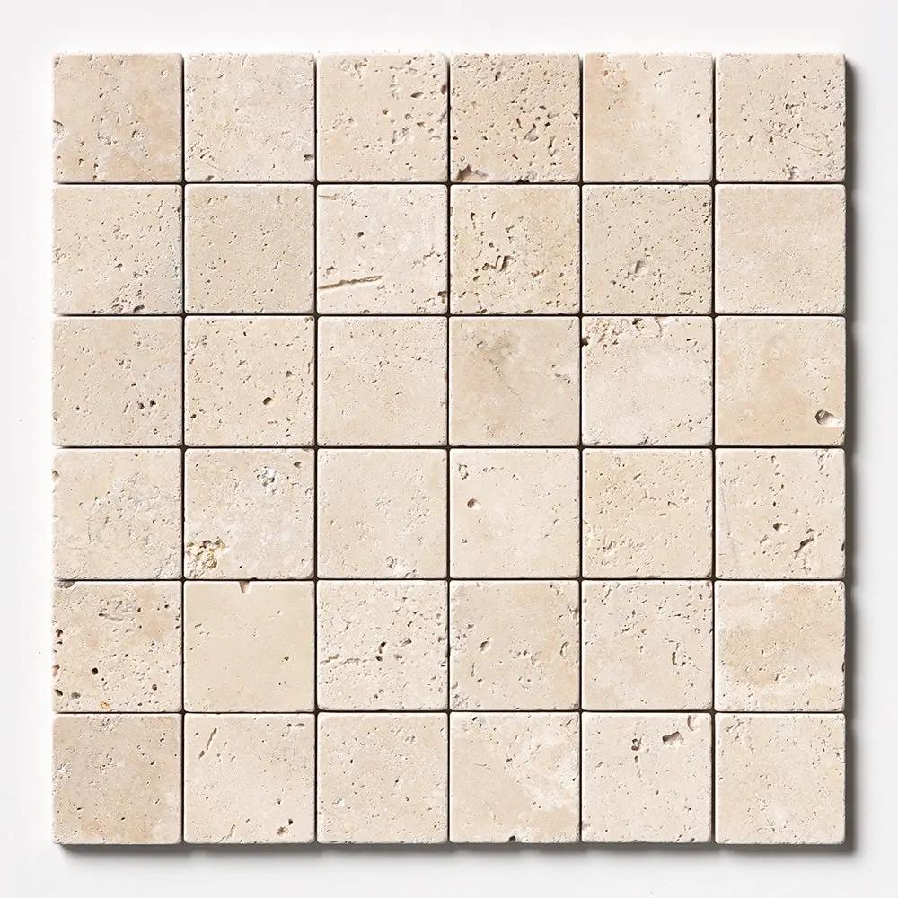 Chiaro Tumbled 2x2 Travertine Mosaics 12x12