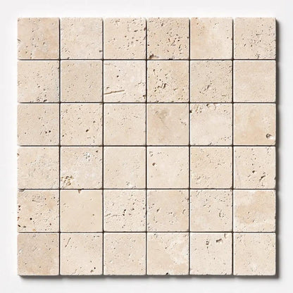 Chiaro Tumbled 2x2 Travertine Mosaics 12x12