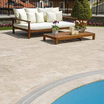Chiaro Tumbled Travertine Pavers French Pattern