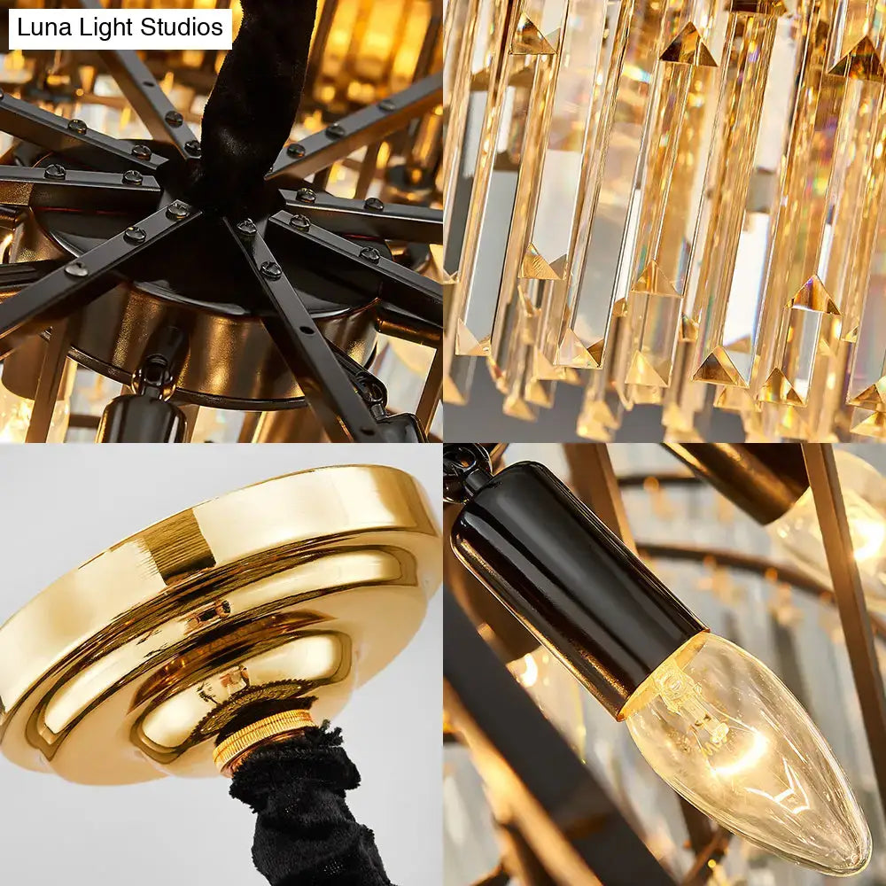 Chinese crystal shaded hanging lamp gold island dining room chandelier