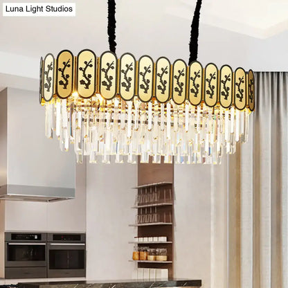 Chinese crystal shaded hanging lamp gold island dining room chandelier