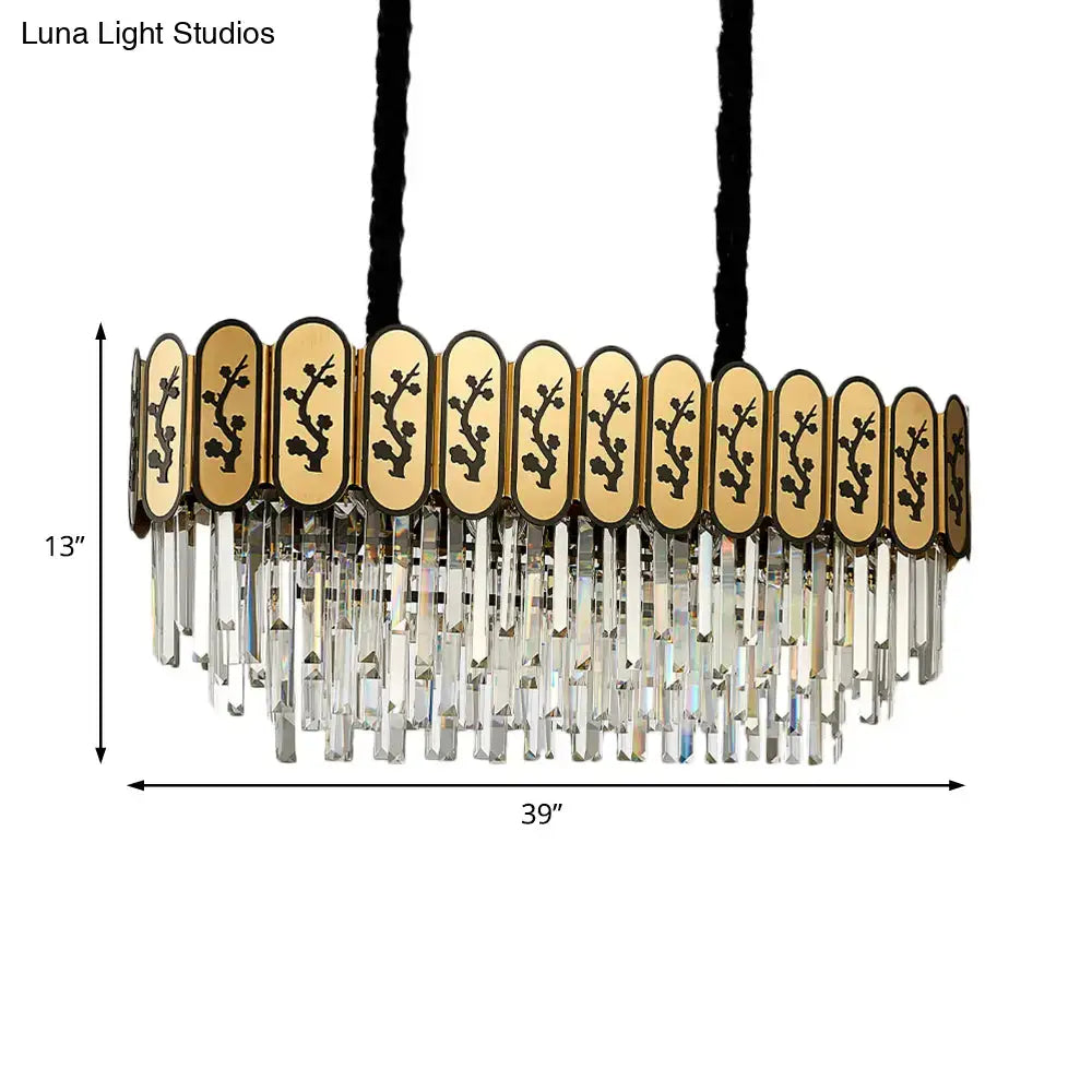 Chinese crystal shaded hanging lamp gold island dining room chandelier