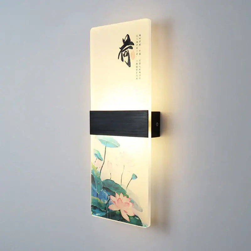Chinese ink landscape acrylic shade wall lamp bedroom light