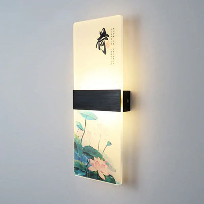 Chinese ink landscape acrylic shade wall lamp bedroom light