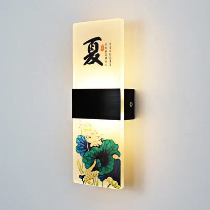 Chinese ink landscape acrylic shade wall lamp bedroom light