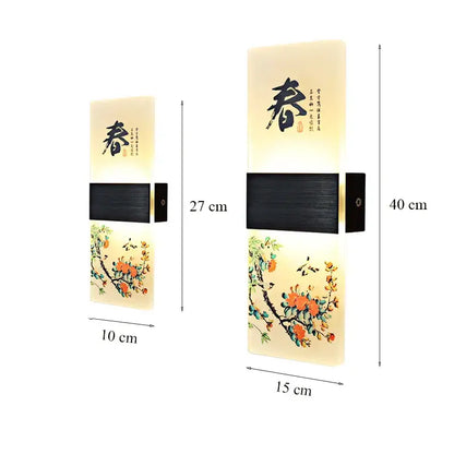 Chinese ink landscape acrylic shade wall lamp bedroom light