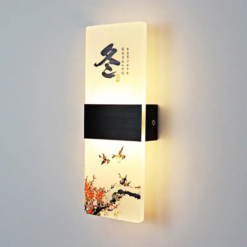 Chinese ink landscape acrylic shade wall lamp bedroom light