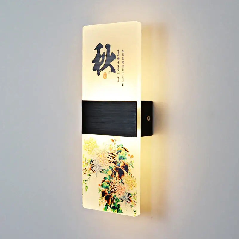 Chinese ink landscape acrylic shade wall lamp bedroom light
