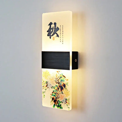 Chinese ink landscape acrylic shade wall lamp bedroom light