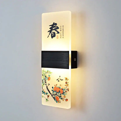 Chinese ink landscape acrylic shade wall lamp bedroom light