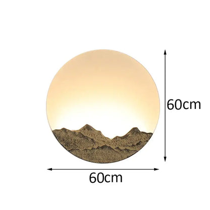 Chinese mountain embossed bronze & gold led wall light living room