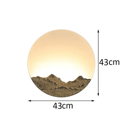 Chinese mountain embossed bronze & gold led wall light living room