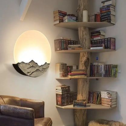 Chinese mountain embossed bronze & gold led wall light living room