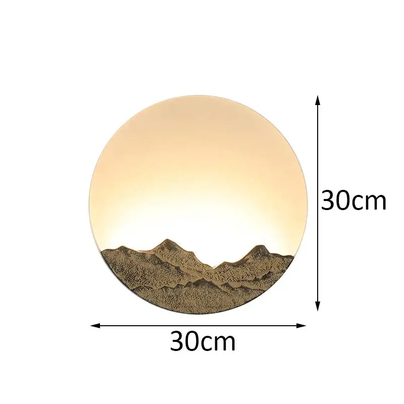 Chinese mountain embossed bronze & gold led wall light living room