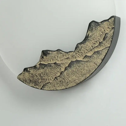 Chinese mountain embossed bronze & gold led wall light living room