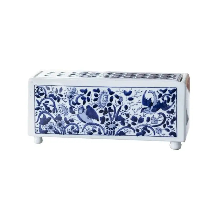 Chinese retro blue & white porcelain flowerpot vase living room decor