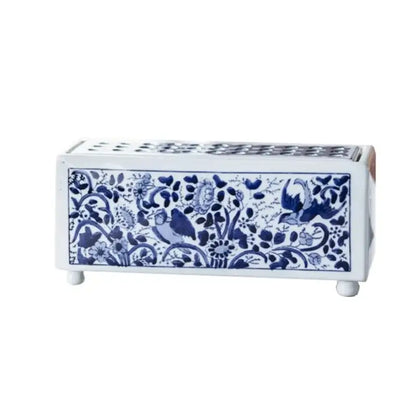 Chinese retro blue & white porcelain flowerpot vase living room decor