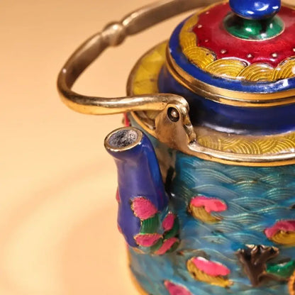 Chinese style blue & gold enamel pan kitchen dragon cloisonné