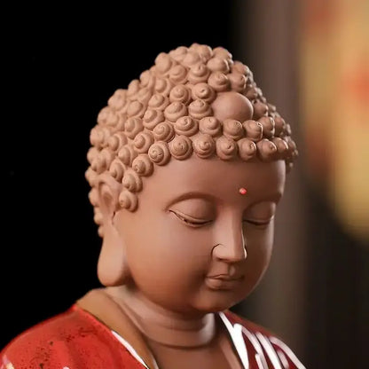 Chinese style bronze & silver ceramic sakyamuni buddha statue living room