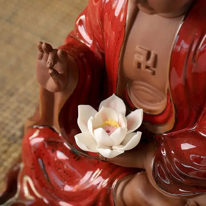 Chinese style bronze & silver ceramic sakyamuni buddha statue living room