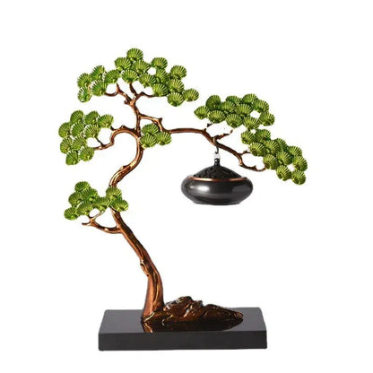 Chinese style gold enamel pine ornaments living room incense burner