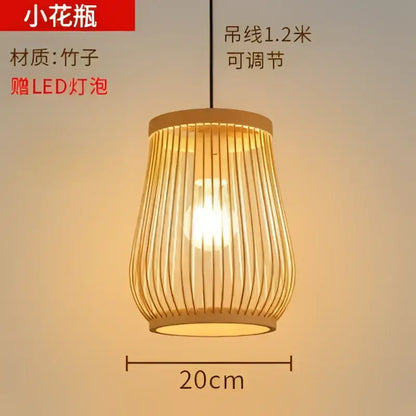 Chinese style natural bamboo weave pendant lamp dining room lighting