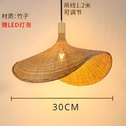 Chinese style natural bamboo weave pendant lamp dining room lighting