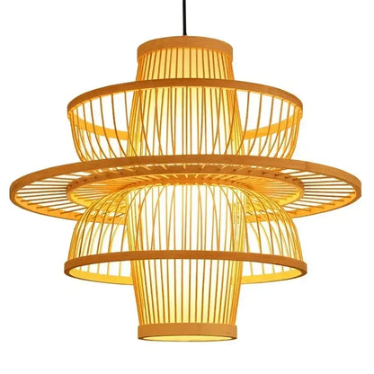 Chinese style natural bamboo weave pendant lamp dining room lighting