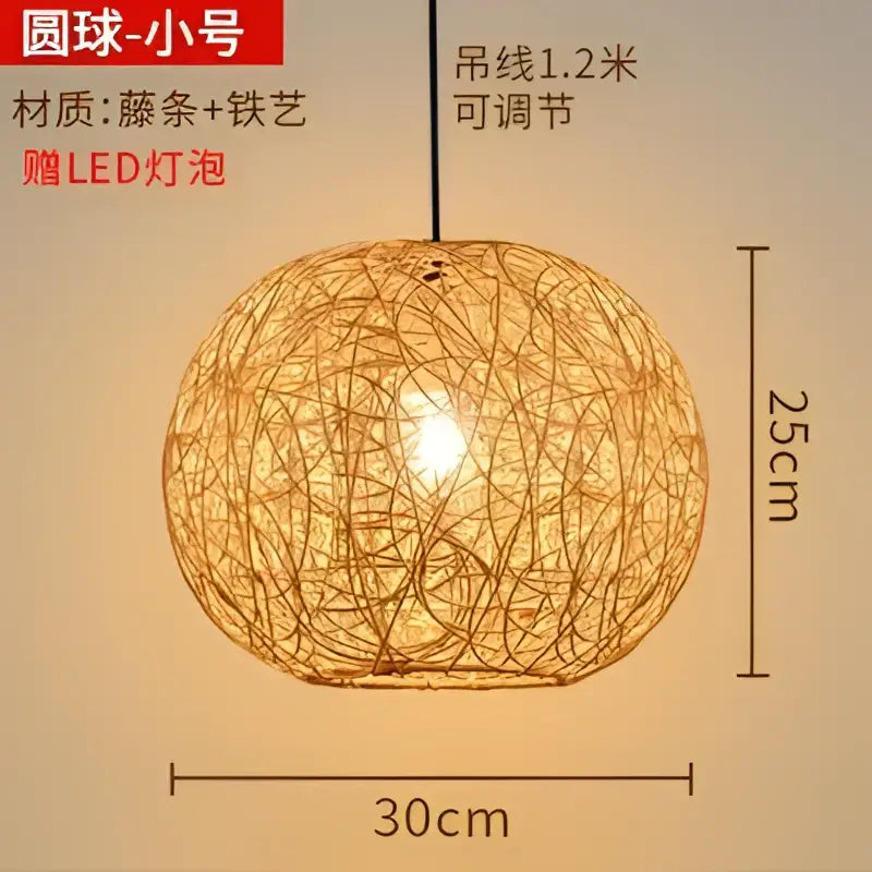 Chinese style natural bamboo weave pendant lamp dining room lighting