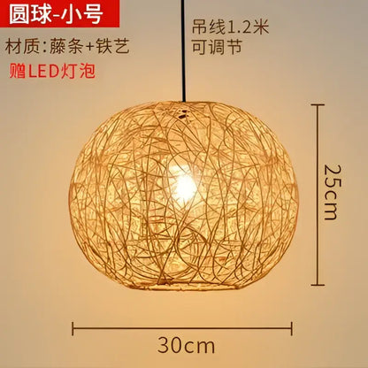 Chinese style natural bamboo weave pendant lamp dining room lighting