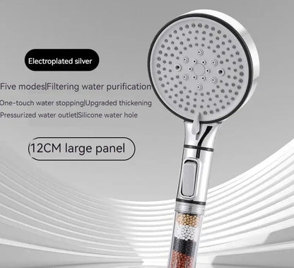 Chrome 5 speed calcium sulfite shower head bathroom filter